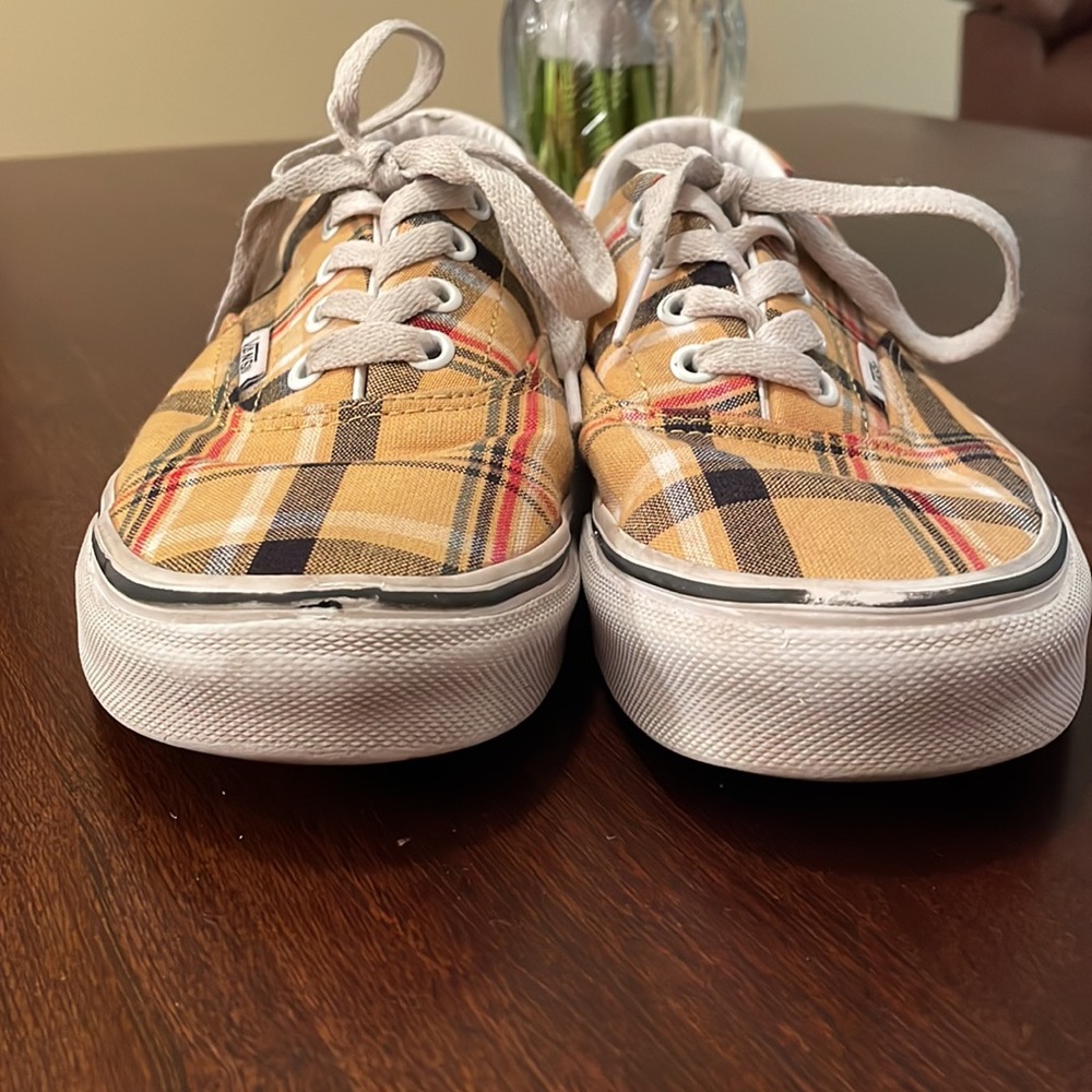 Vans Old Skool Gold & Black Plaid Print Lace Up Sneaker Size Women's 6.5/Men’s 5 - Picture 7 of 11